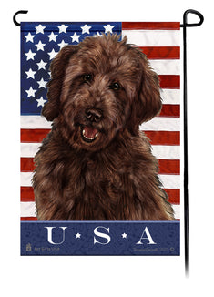 Goldendoodle Chocolate True Blue Garden Flag