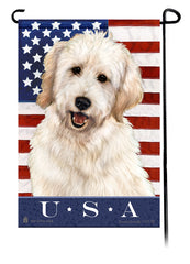 Goldendoodle White True Blue Garden Flag
