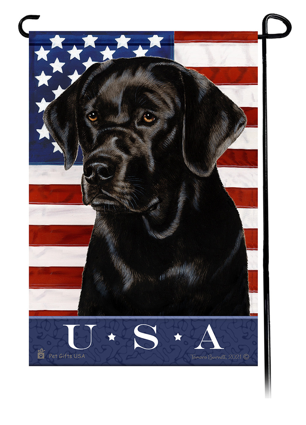 Labrador Black English True Blue Garden Flag