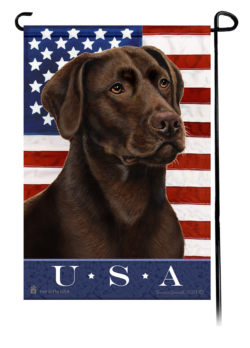 Labrador Chocolate English True Blue Garden Flag