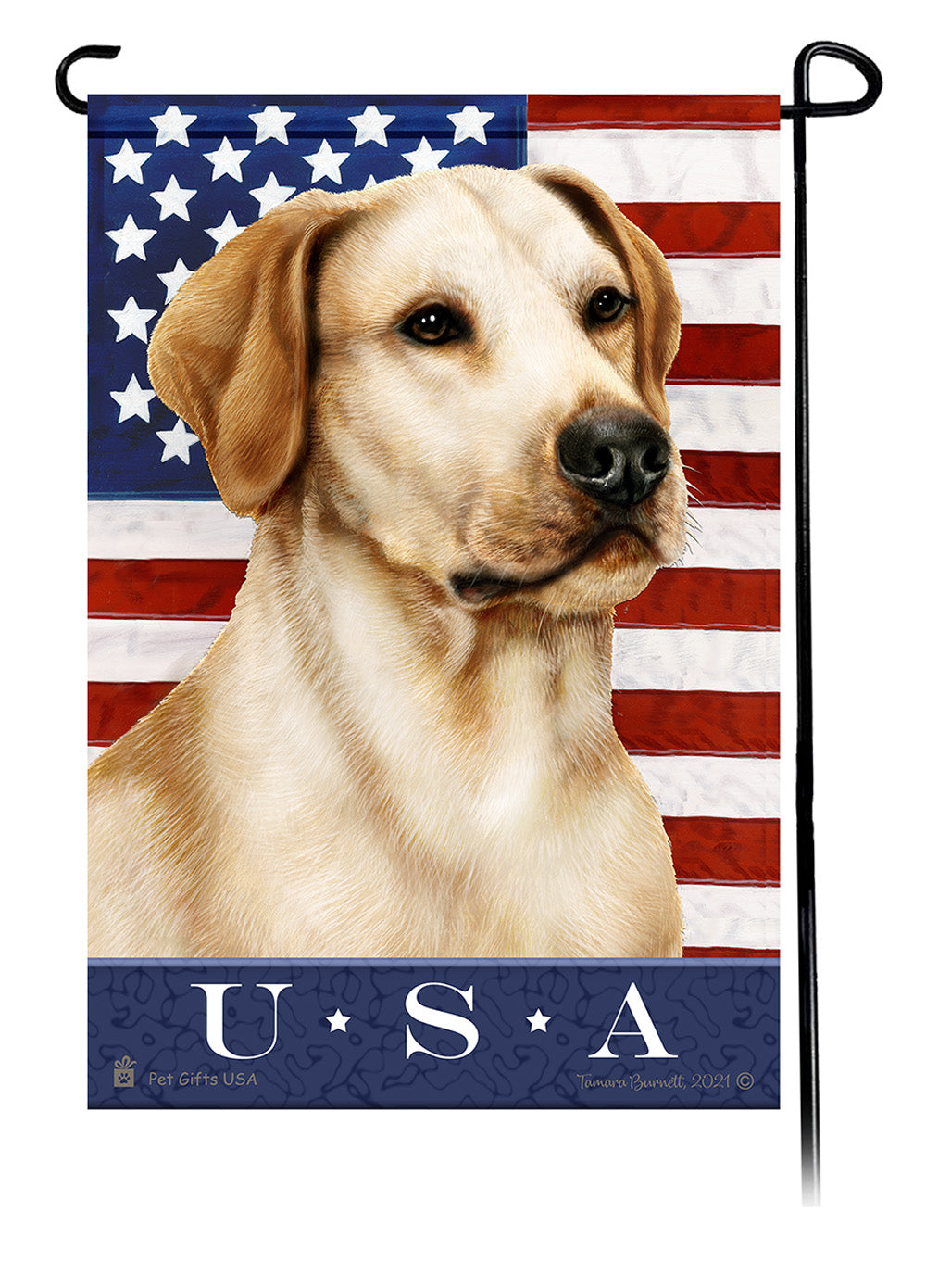 Labrador Yellow American True Blue Garden Flag