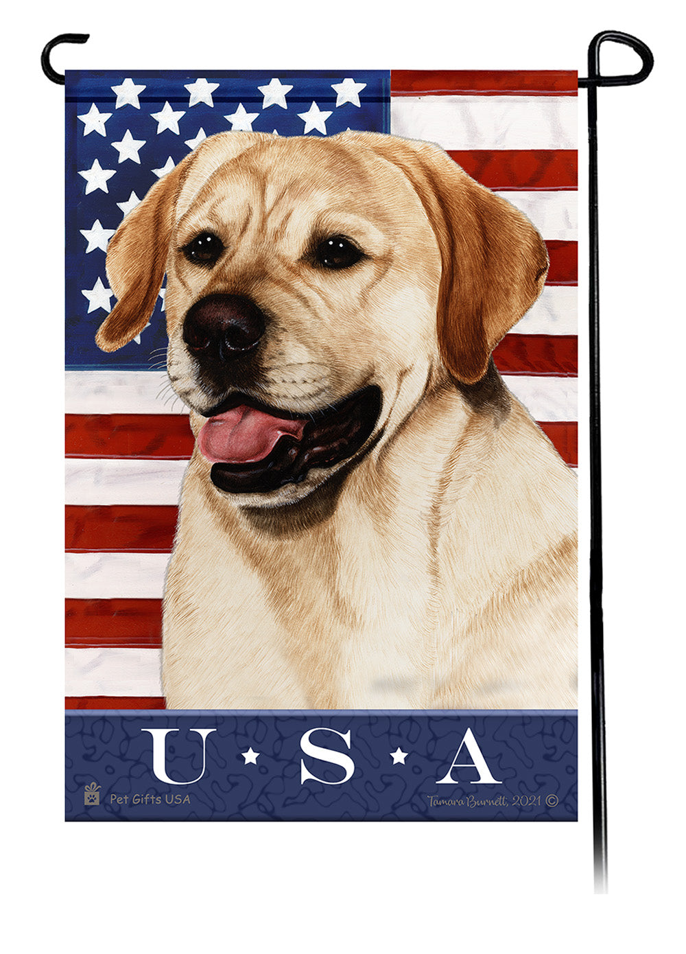 Labrador Yellow English True Blue Garden Flag