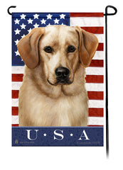 Labrador Yellow Front Face True Blue Garden Flag