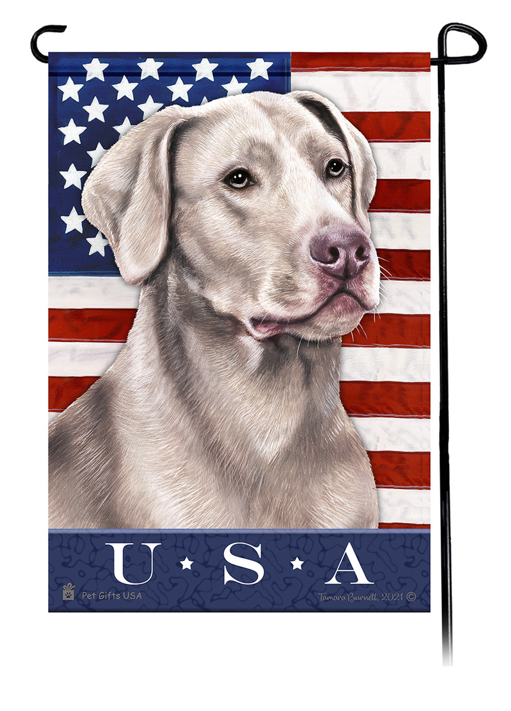 Labrador Silver American True Blue Garden Flag