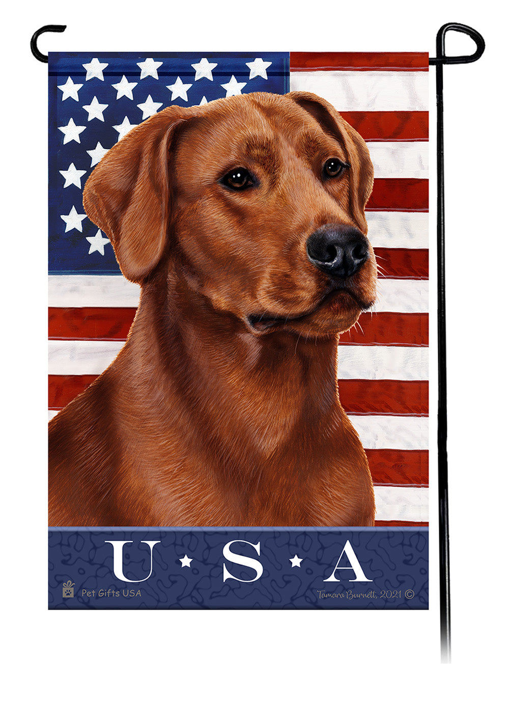 Labrador Silver Front Face True Blue Garden Flag