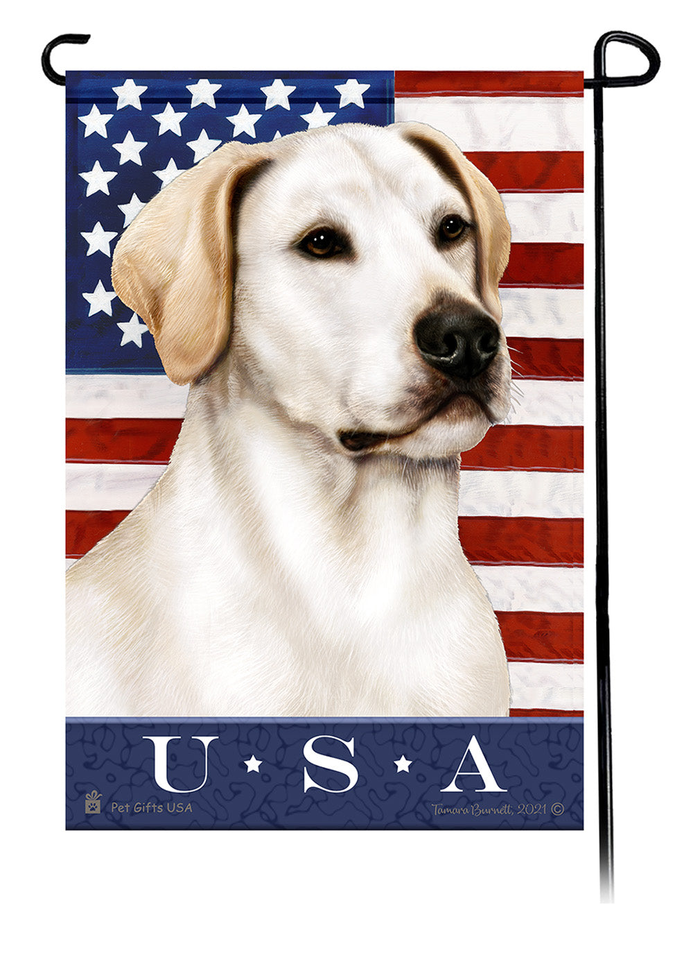 Labrador White American True Blue Garden Flag