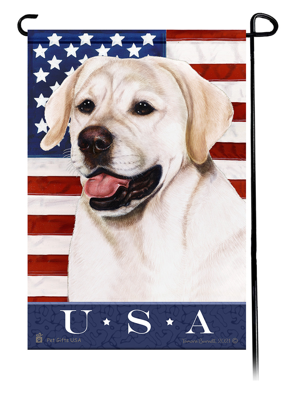 Labrador White English True Blue Garden Flag