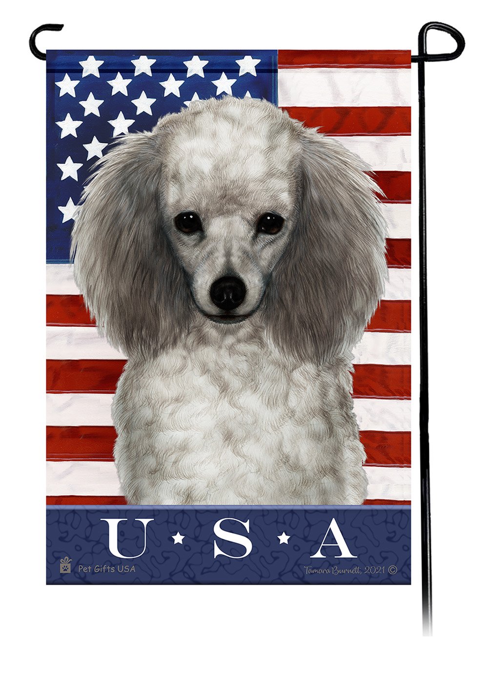Poodle Silver True Blue Garden Flag