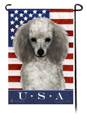 Poodle Silver True Blue Garden Flag