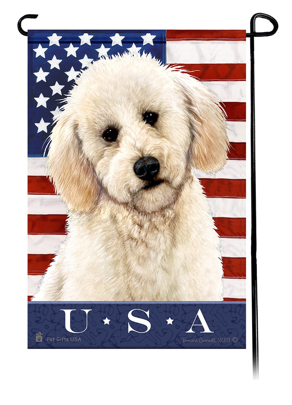Poodle White True Blue Garden Flag