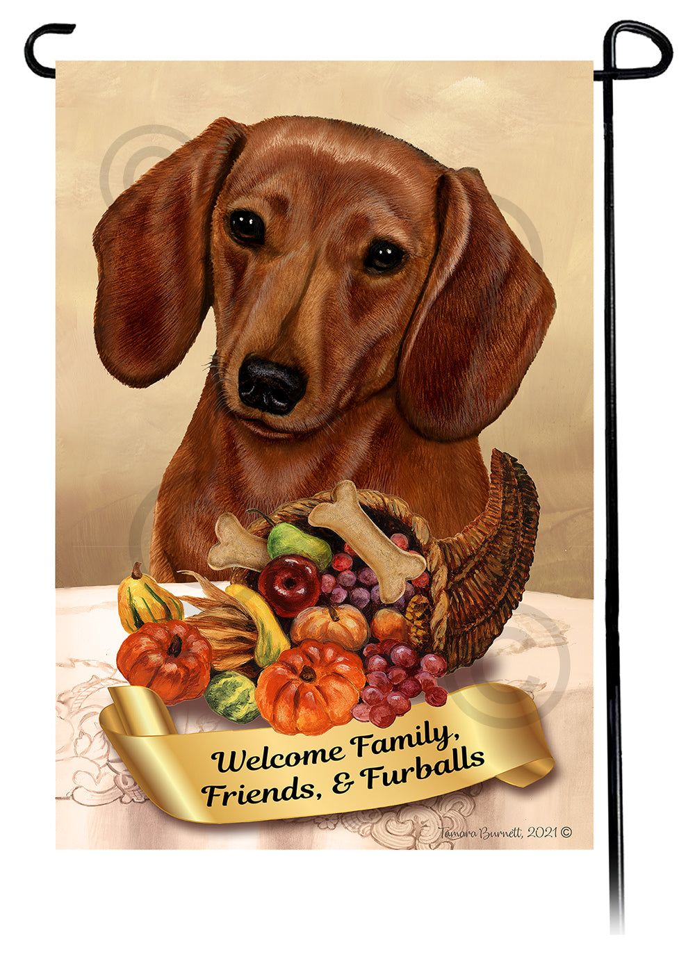 Dachshund SH Red Thanksgiving - Garden Flag