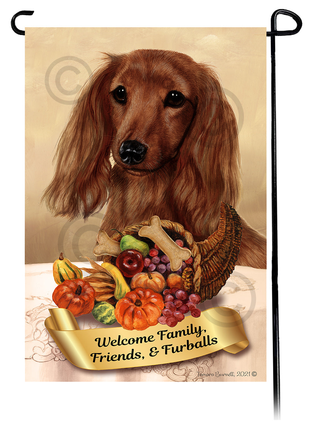 Dachshund LH Red Thanksgiving - Garden Flag