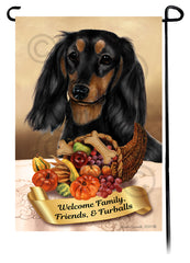 Dachshund SH Black and Tan Thanksgiving - Garden Flag