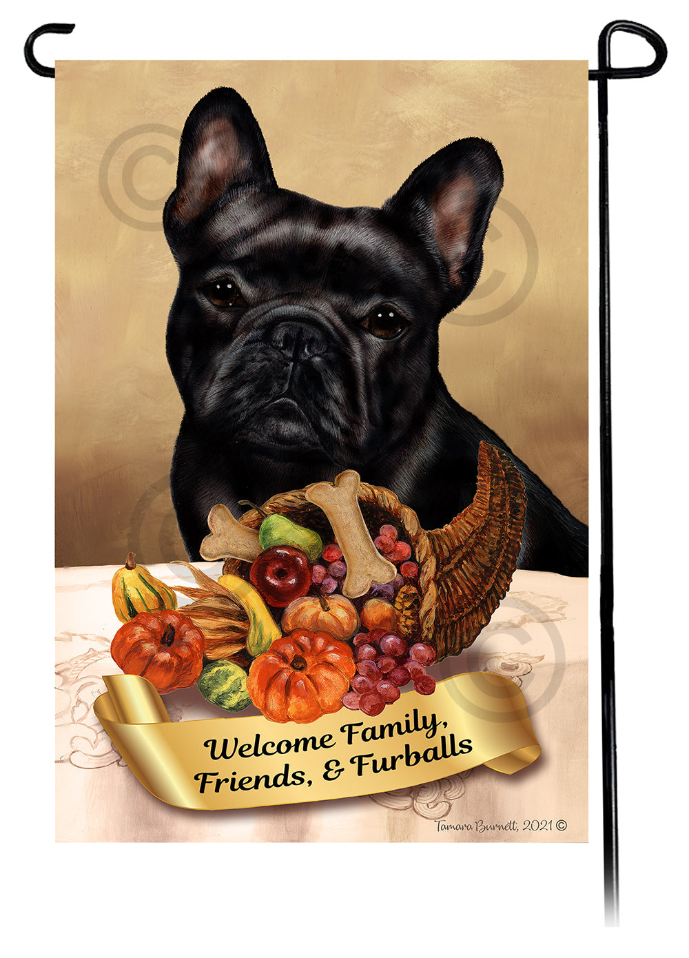 French Bulldog Black Thanksgiving - Garden Flag