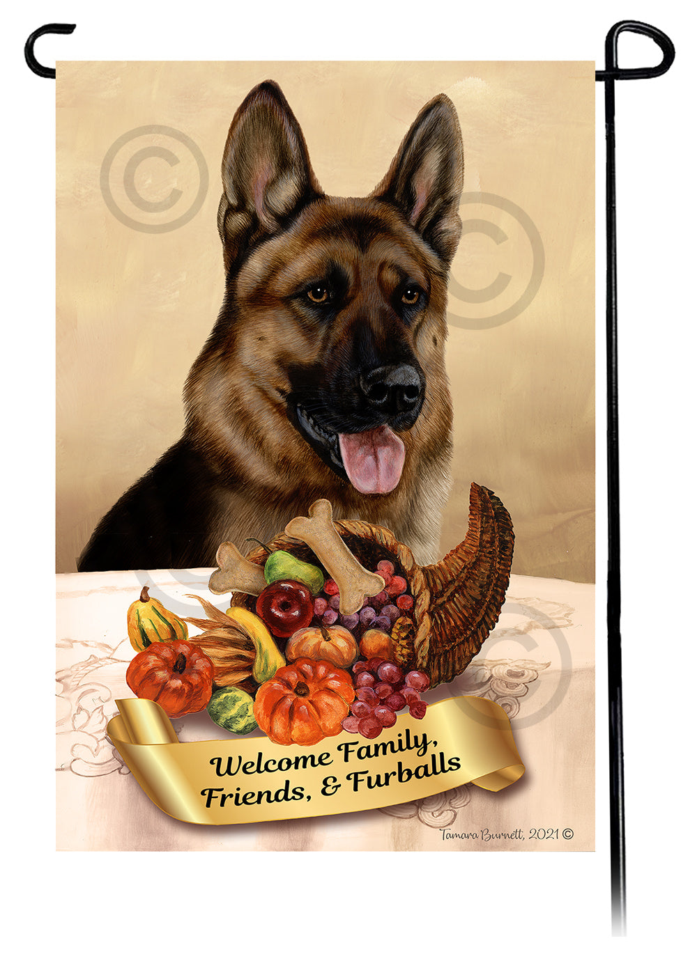 German Shepherd Red Sable Thanksgiving - Garden Flag