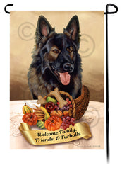 German Shepherd Plush Sable Thanksgiving - Garden Flag