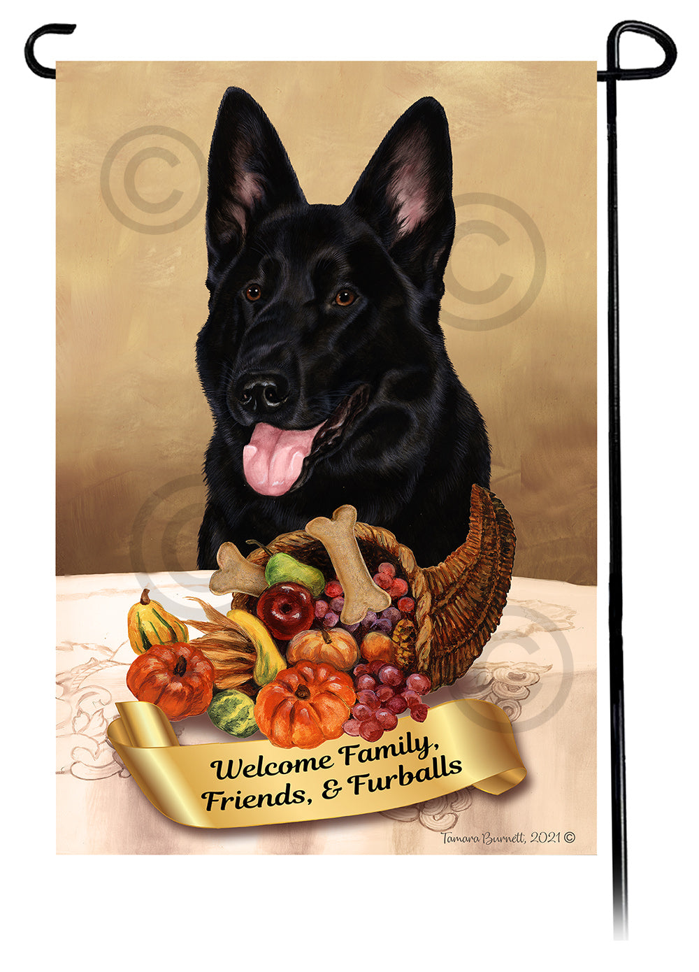 German Shepherd Black Thanksgiving - Garden Flag