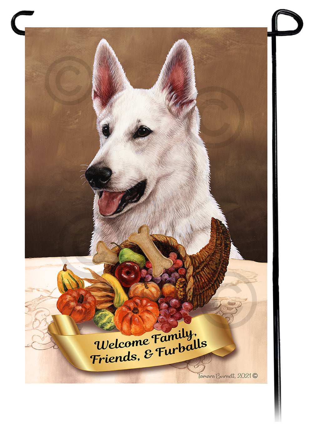 German Shepherd White Thanksgiving - Garden Flag