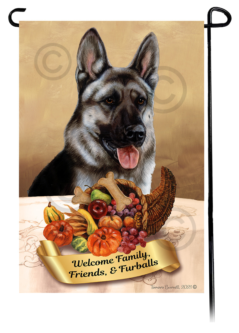 German Shepherd Silver Sable Thanksgiving - Garden Flag