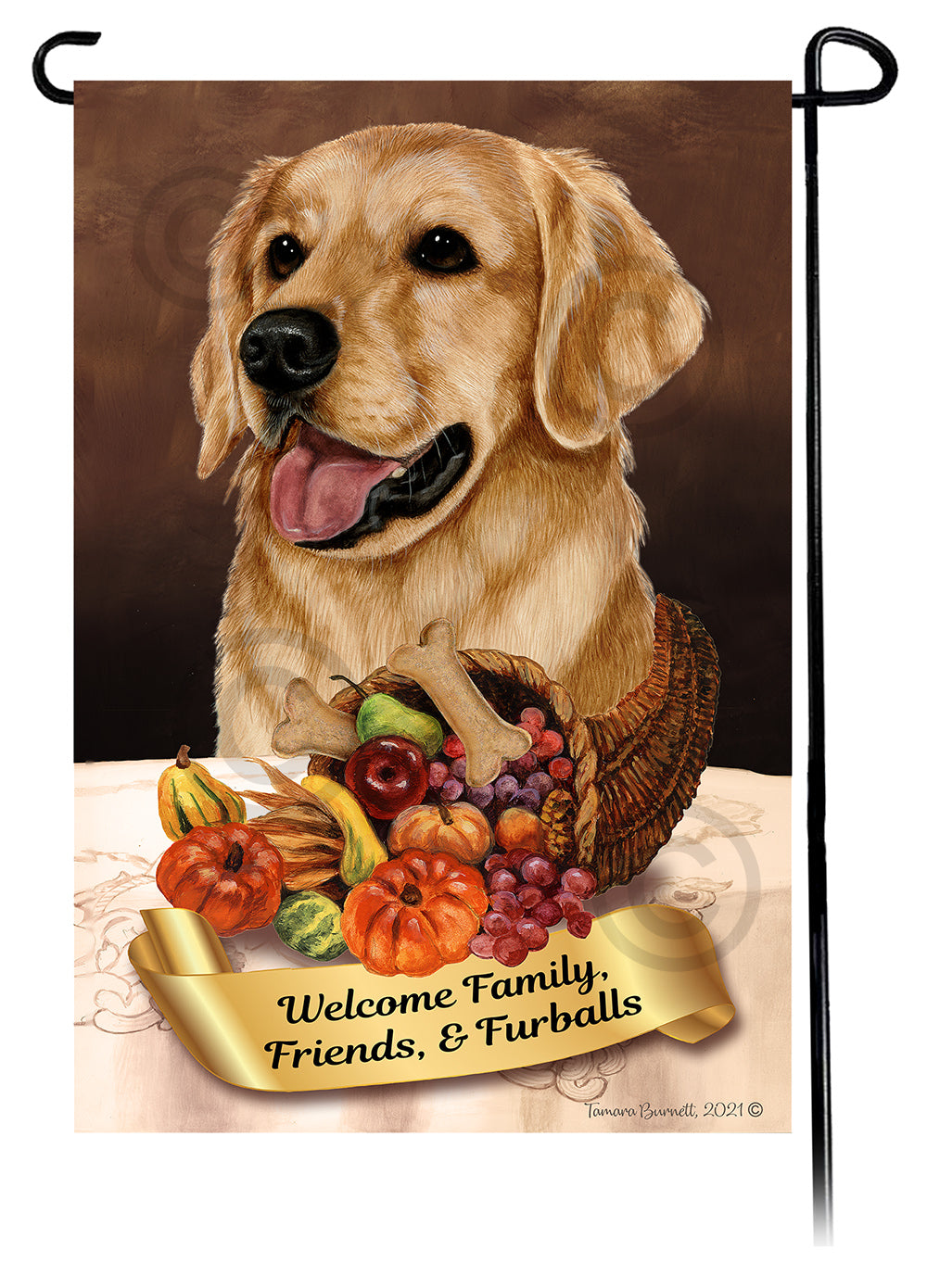 Golden Retriever Thanksgiving - Garden Flag