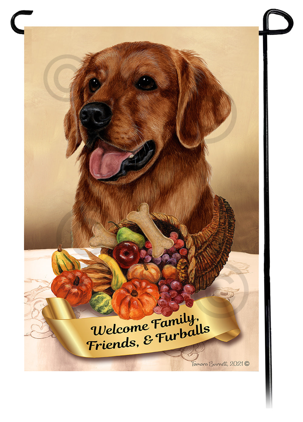 Golden Retriever Red Thanksgiving - Garden Flag