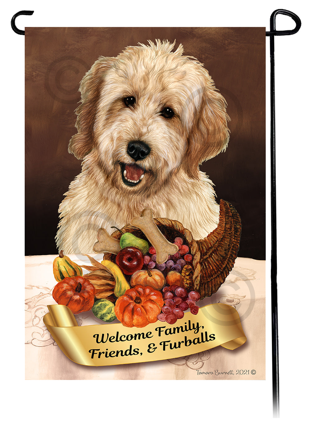 Goldendoodle Thanksgiving - Garden Flag