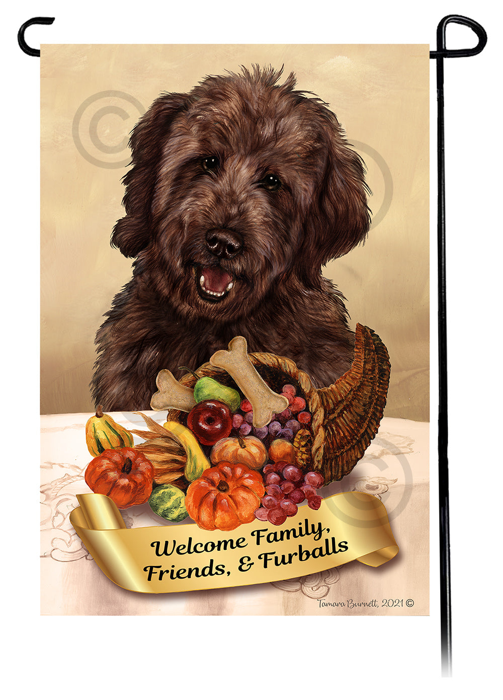 Goldendoodle Chocolate Thanksgiving - Garden Flag