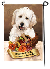 Goldendoodle White Thanksgiving - Garden Flag