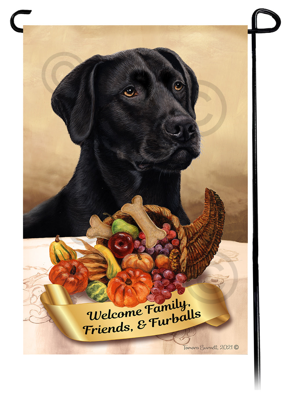 Labrador Black American Thanksgiving - Garden Flag