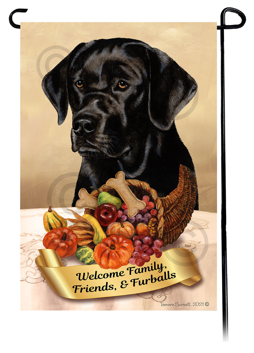 Labrador Black English Thanksgiving - Garden Flag