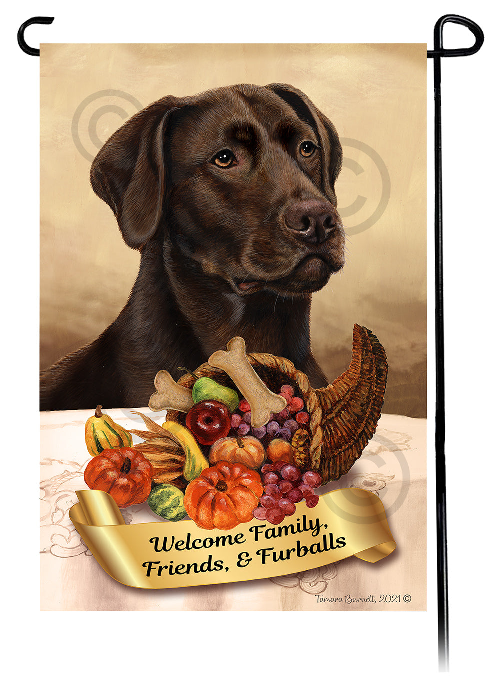 Labrador Chocolate American Thanksgiving - Garden Flag