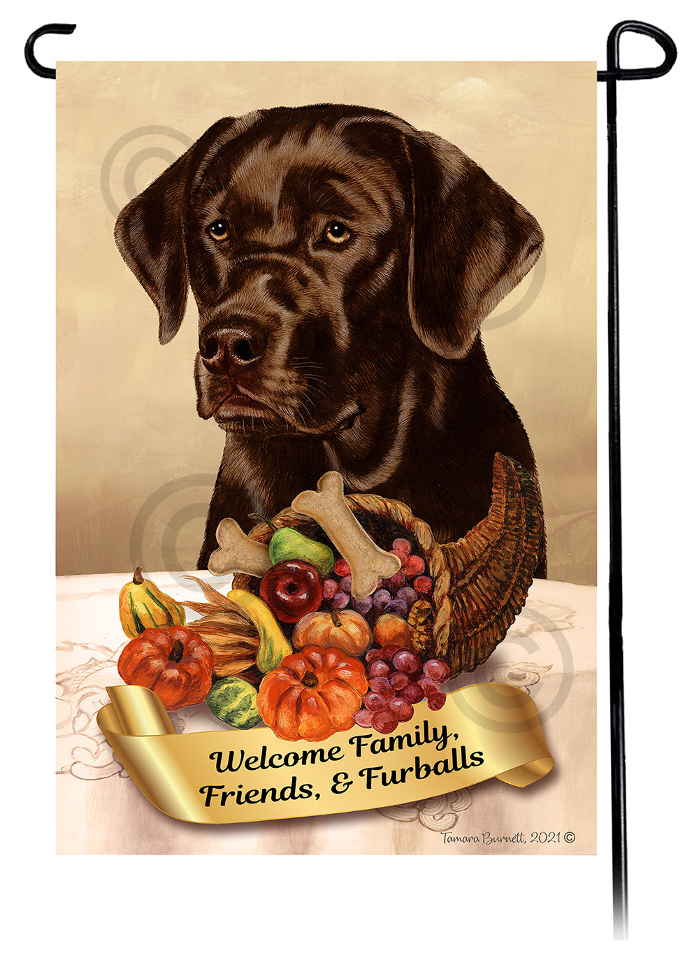 Labrador Chocolate English Thanksgiving - Garden Flag