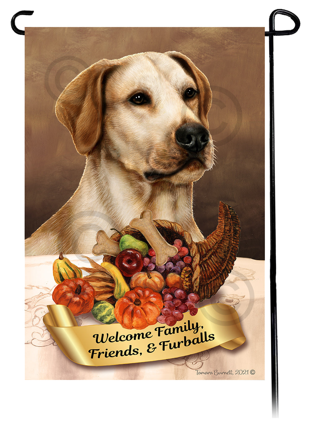 Labrador Yellow American Thanksgiving - Garden Flag