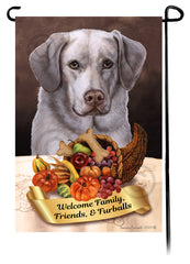 Labrador Silver Front Face Thanksgiving - Garden Flag