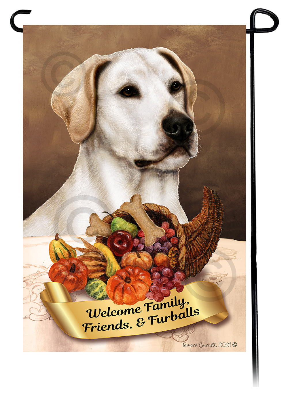 Labrador White American Thanksgiving - Garden Flag