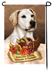 Labrador White American Thanksgiving - Garden Flag