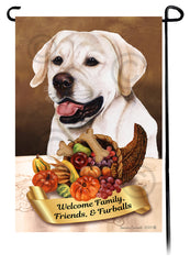 Labrador White English Thanksgiving - Garden Flag