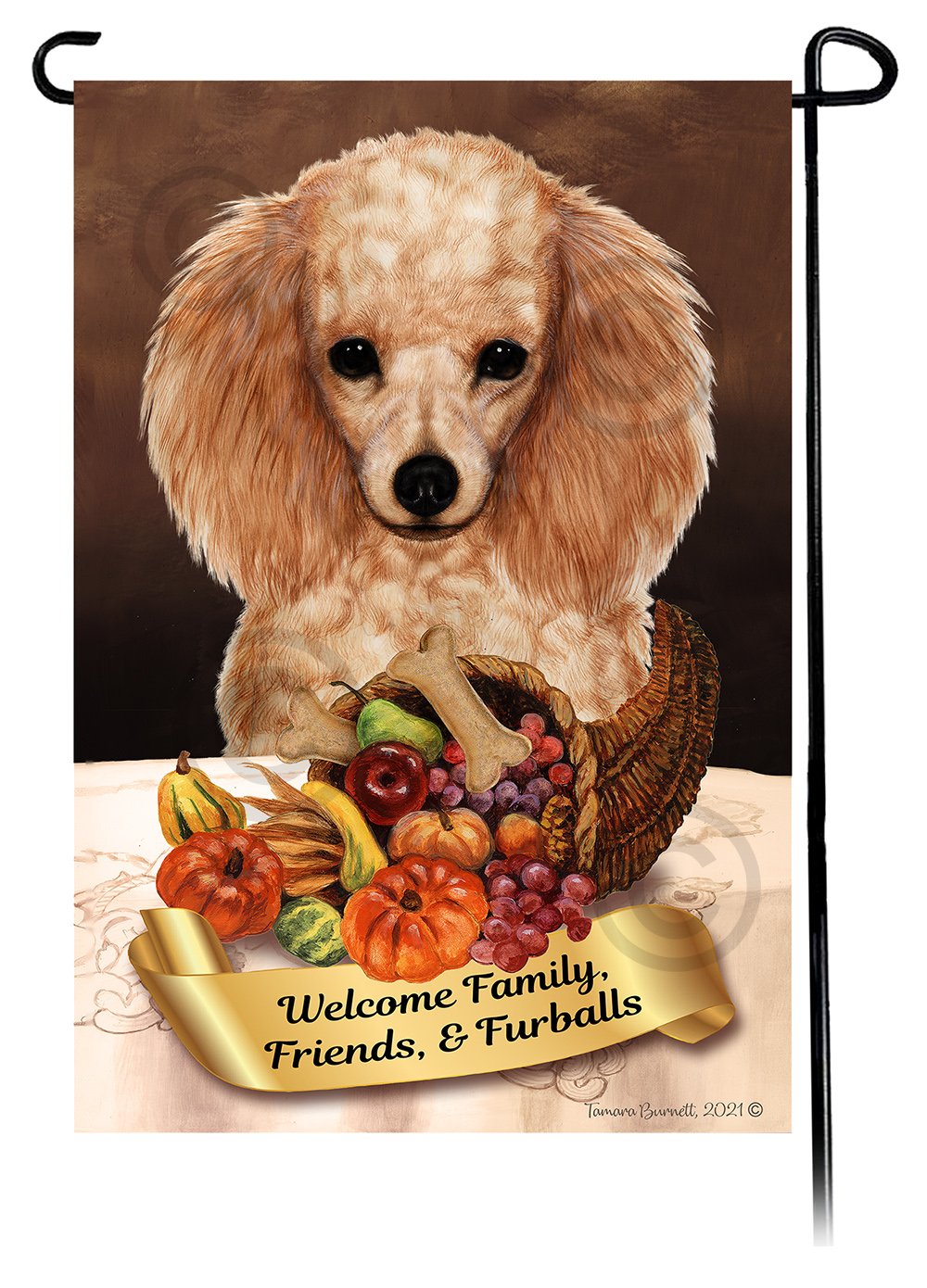 Poodle Apricot Thanksgiving - Garden Flag