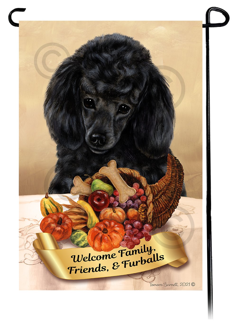 Poodle Black Thanksgiving - Garden Flag