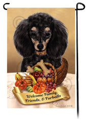 Poodle Black and Tan Thanksgiving - Garden Flag
