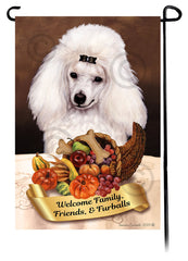 Poodle Mini White Thanksgiving - Garden Flag