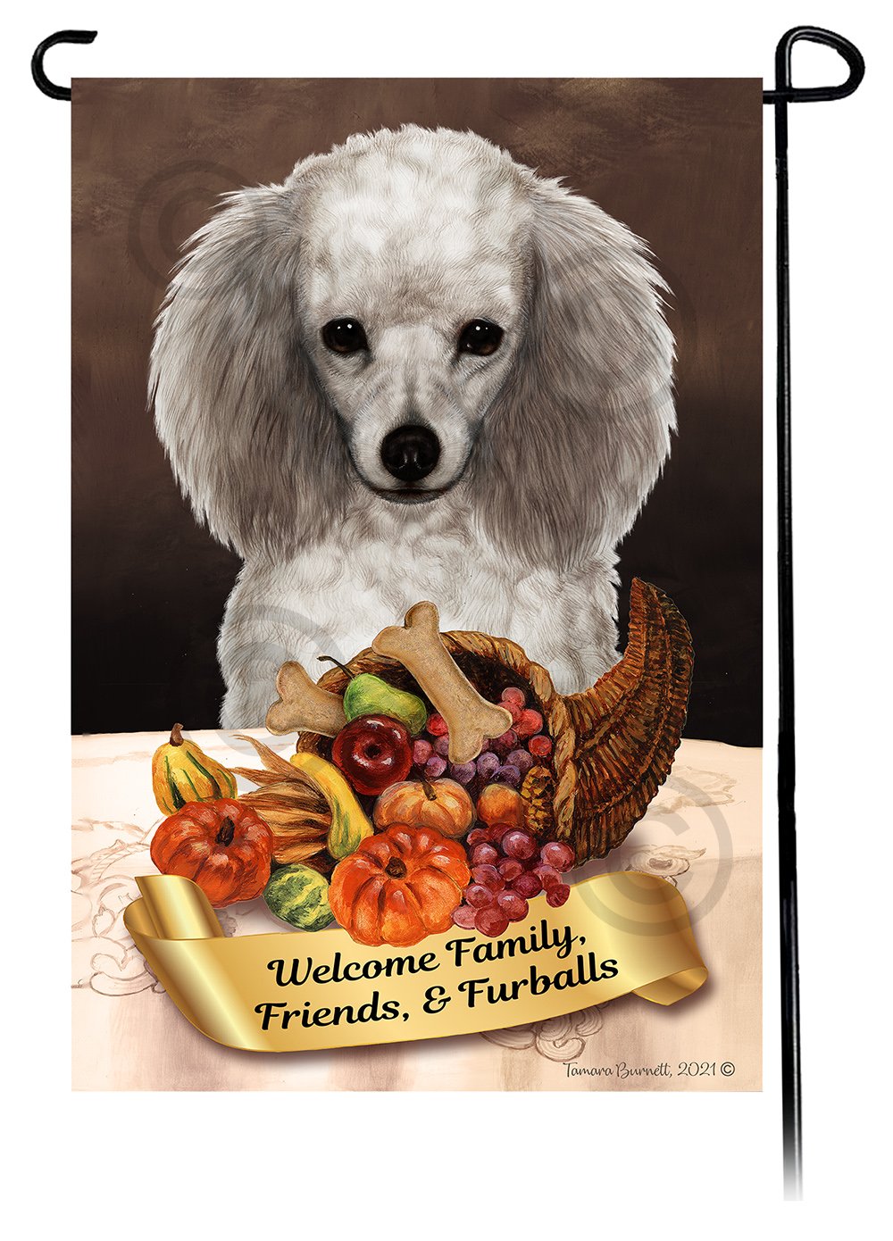 Poodle Silver Thanksgiving - Garden Flag