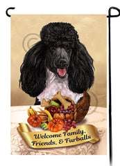 Poodle Standard Black and White Parti Thanksgiving - Garden Flag