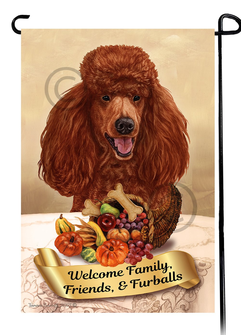 Poodle Standard Chocolate Thanksgiving - Garden Flag