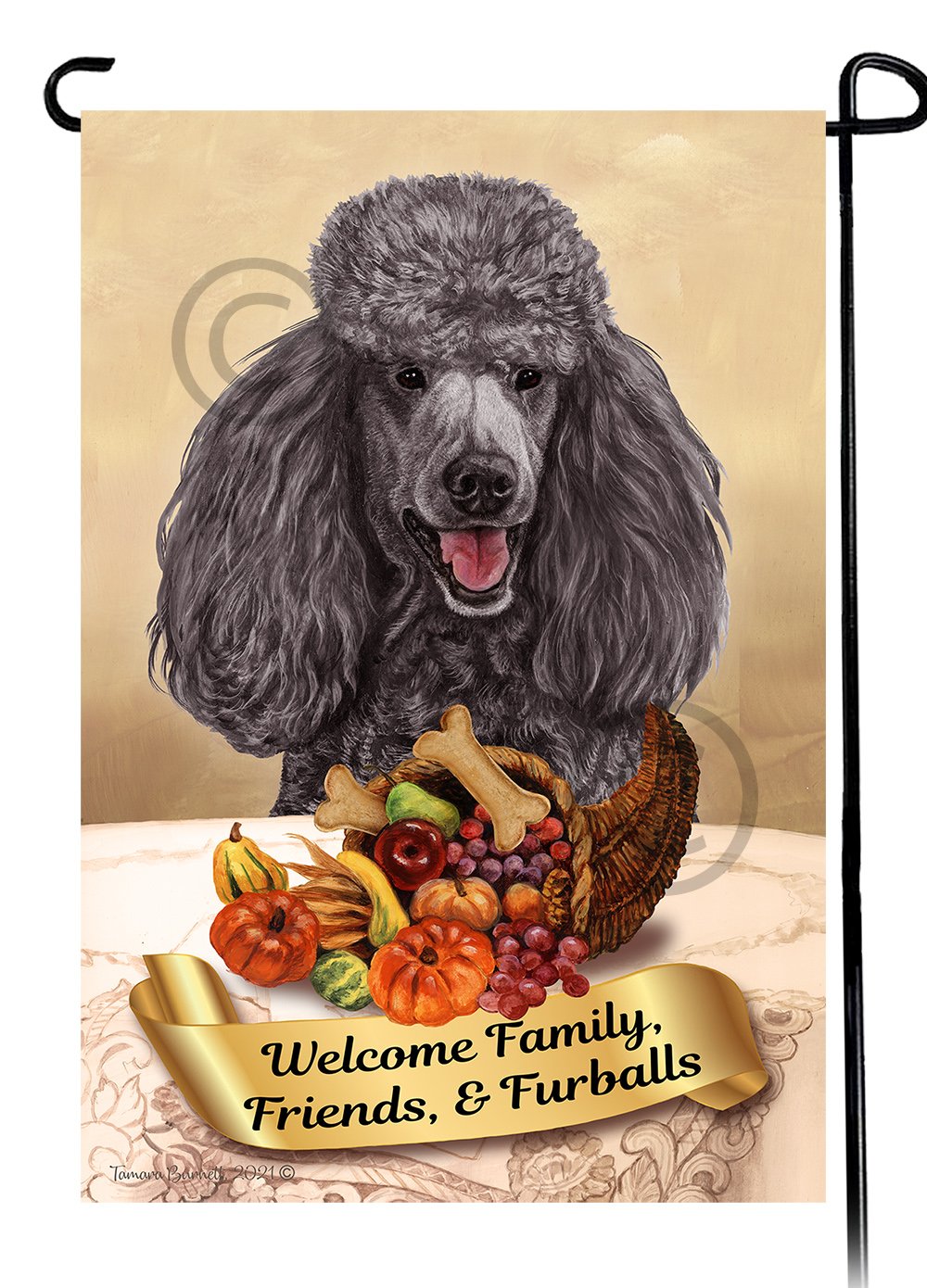 Poodle Standard Silver Thanksgiving - Garden Flag