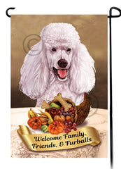 Poodle Standard White Thanksgiving - Garden Flag