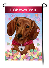 Dachshund Short Hair Red - Valentine Sweetheart Garden Flag
