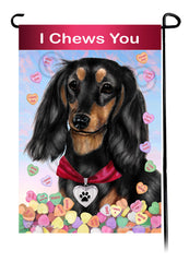 Dachshund (Longhair black and tan) - Valentine Sweetheart Flag