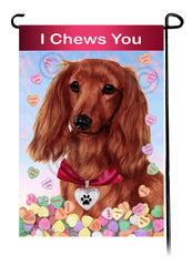Dachshund Long Hair Red - Valentine Sweetheart Garden Flag