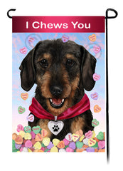 Dachshund Wire Hair Black and Tan - Valentine Sweetheart Garden Flag